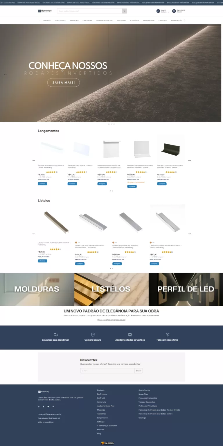 Loja Homeney criada com Nuvemshop por Agencia Entropia
